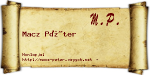 Macz Péter névjegykártya